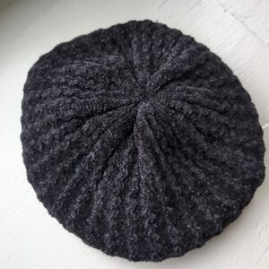 Black floppy chenille beret style hat